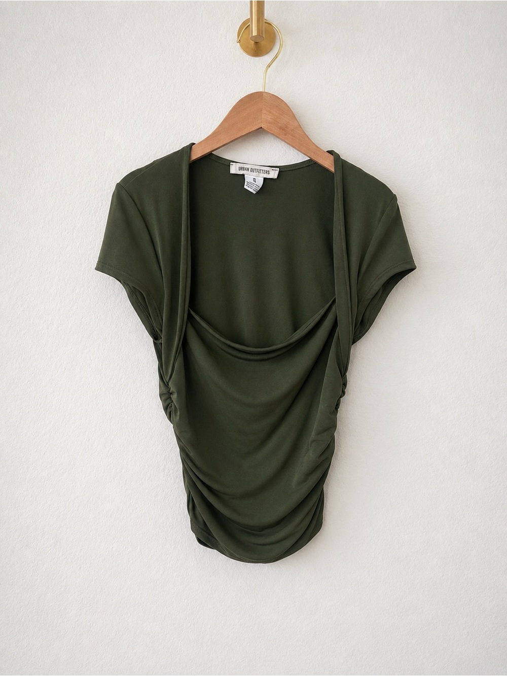 Urban Outfitters Dark Olive Draped Short Sleeve Top